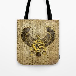 Egyptian Eye of Horus - Wadjet Gold and Wood Tote Bag