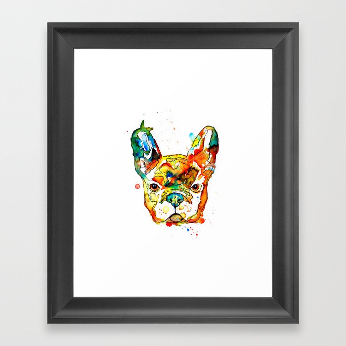 Colorful french bulldog Framed Art Print
