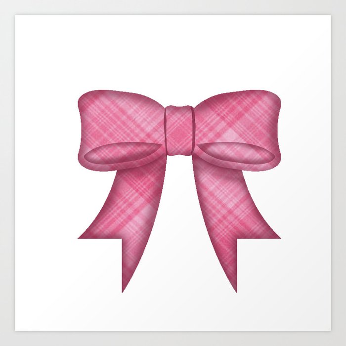 Pink Bow Emoji in Plaid Art Print by Laughing Peacock | Society6