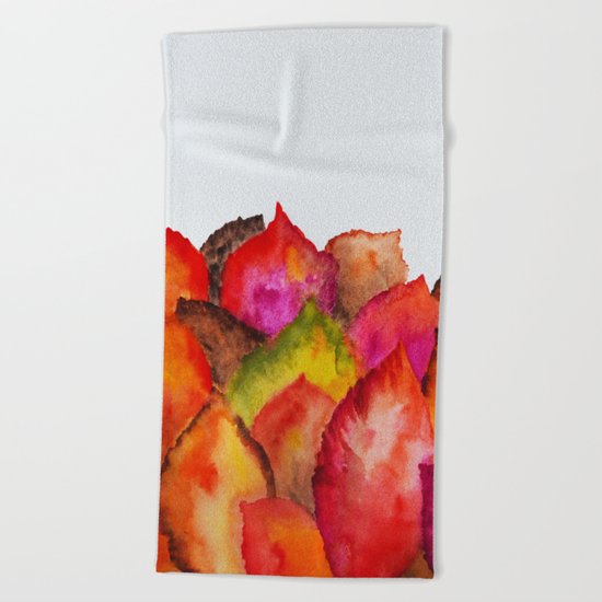 Autumn abstract watercolor 01 Beach Towel