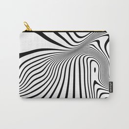 Retro Shapes And Lines Black And White Optical Art Carry-All Pouch