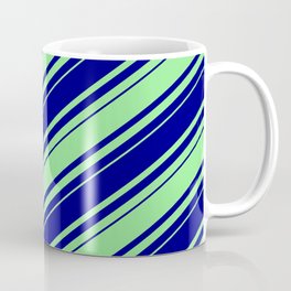 [ Thumbnail: Blue & Light Green Colored Lines Pattern Coffee Mug ]