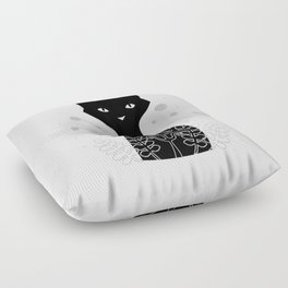 Black tuxedo cat Floor Pillow
