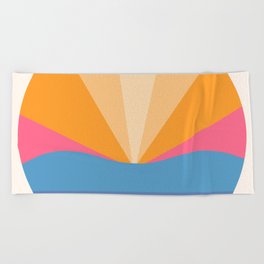 LightCoverSun II - Colorful Sunset Retro Abstract Geometric Minimalistic Design Pattern Beach Towel