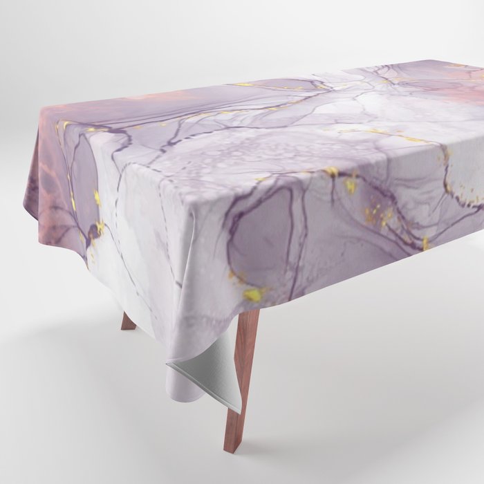 Purple Pink Gold Marble Tablecloth
