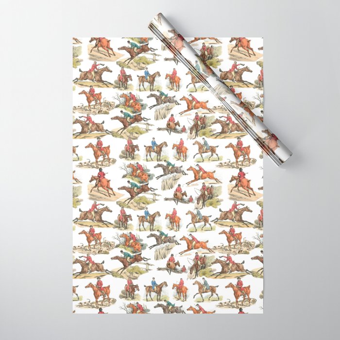 AUTUMN HORSES - Sage green Wrapping Paper by CanisArtStudio