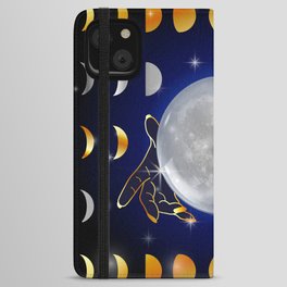 Moon phases magic womans hands on third eye reading crystal ball iPhone Wallet Case