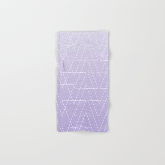 Modern white geometric triangles pattern on purple lavender ombre white gradient Hand & Bath Towel