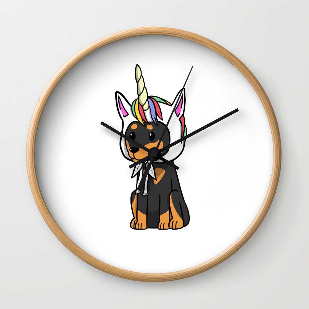 Miniature Pinscher Unicorn Hat Wall Clock By Barktrends Society6