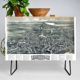 Amesbury-Massachusetts-1914 vintage pictorial map Credenza