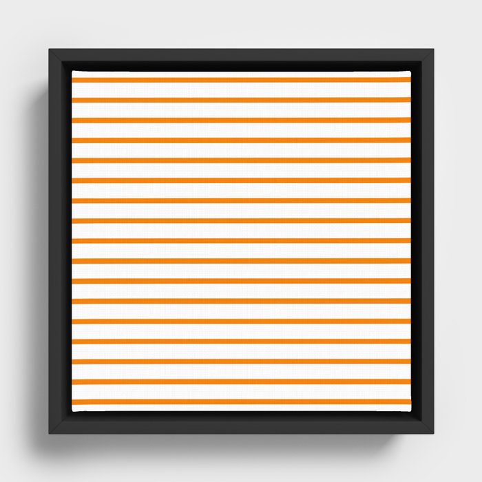 Horizontal Orange Stripes Pattern Framed Canvas