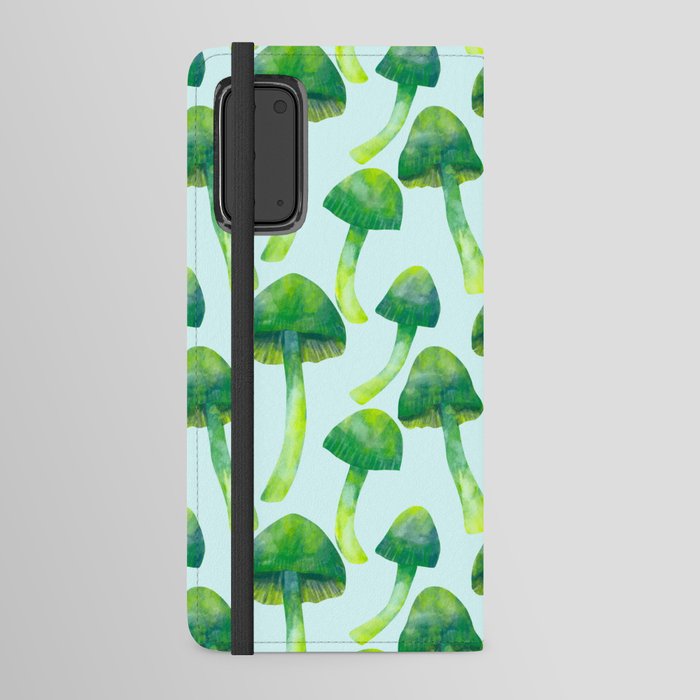 Green Yellow Watercolor Mushrooms Android Wallet Case