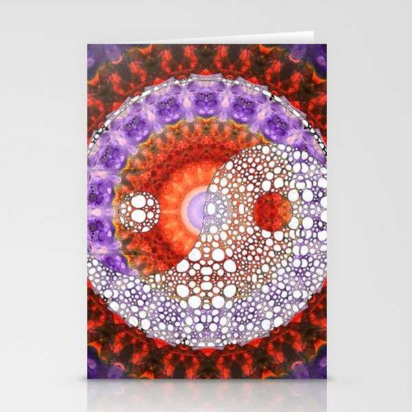 Majestic Yin And Yang - Red And Purple Art - Sharon Cummings Stationery Cards