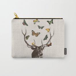 The Stag and Butterflies | Deer and Butterflies | Vintage Stag | Vintage Deer | Antlers | Woodland | Carry-All Pouch