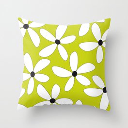 Happy flowers Green Throw Pillow