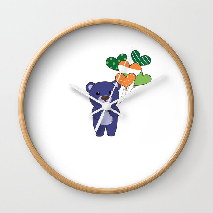 Bear With Ireland Balloons Cute Animals Happiness Wall Clock