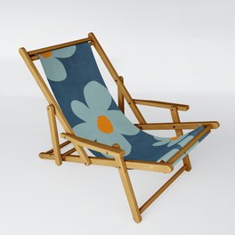 Sky Blue Orange Flowers Minimalist Artwork Sling Chair