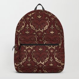 Persian Oriental Pattern - Red Leather and gold Backpack