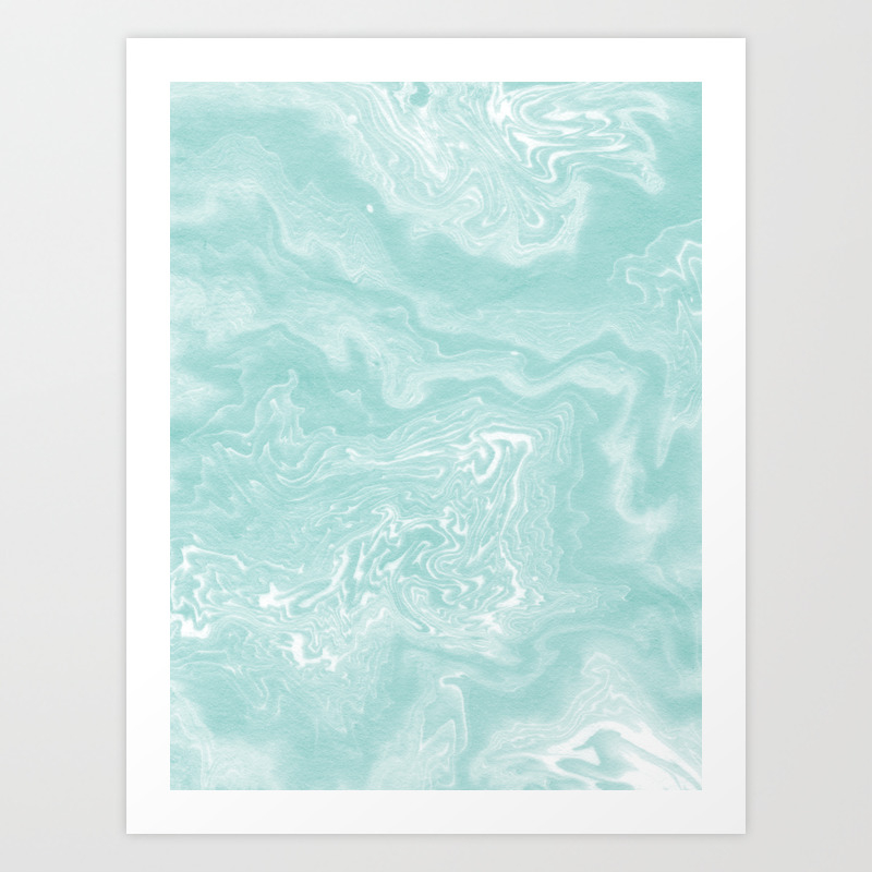 Moki Pastel Mint Spilled Ink Japanese Watercolor Paper Marbling