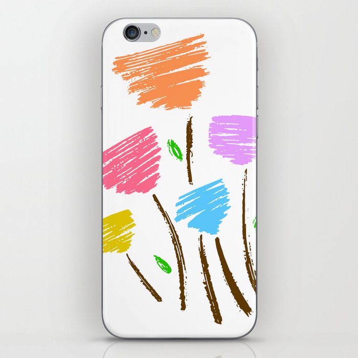 Abstract Flowers Line Art Color iPhone Skin