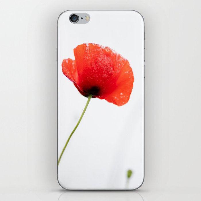 Red poppy in landscape  iPhone Skin