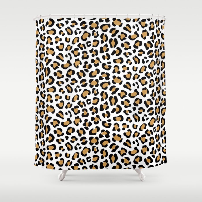 Leopard Print - Bg White Shower Curtain by Mia Valdez | Society6