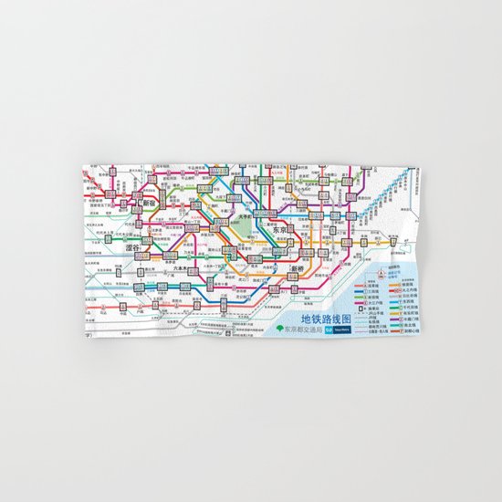 Tokyo Subway Map Hand & Bath Towel