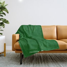 Emerald Green Brush Texture - Solid Color Throw Blanket