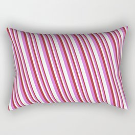 [ Thumbnail: Brown, Orchid, and Mint Cream Colored Stripes/Lines Pattern Rectangular Pillow ]
