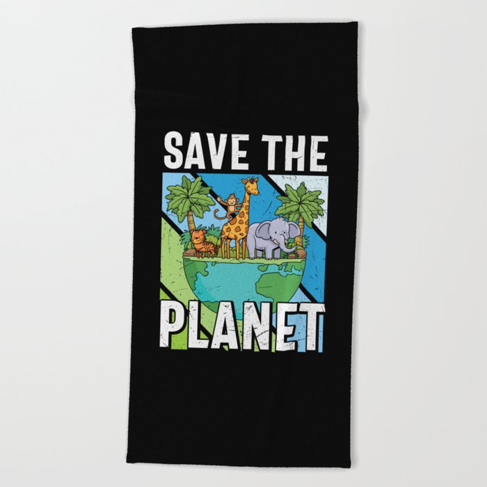 Save The Planet Vintage Retro Beach Towel