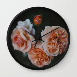 Coral Roses Wall Clock