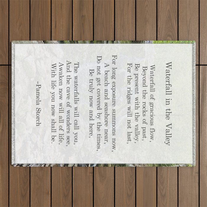 Waterfall in the Valley Poem Outdoor Rug