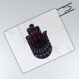 Hamsa or Fatimas hand used as a sign of protection in Middle east- Ahimsa hand for non violence popu Picnic Blanket