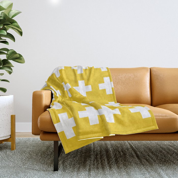 Gold Swiss Cross Throw Blanket