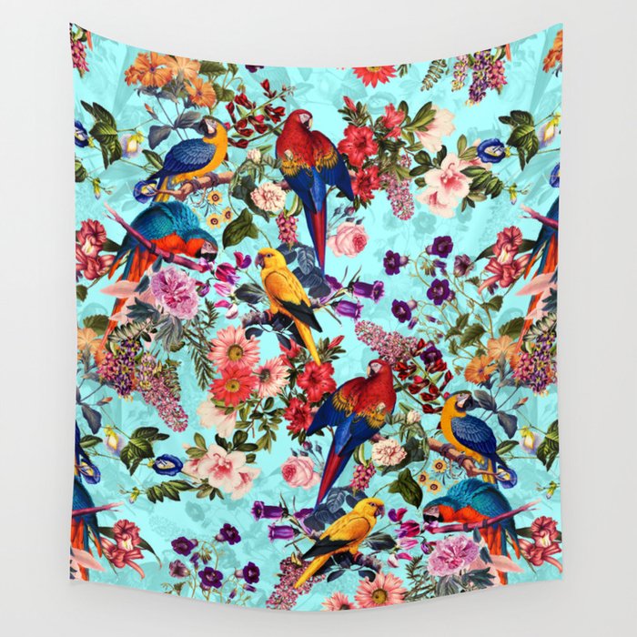 Floral and Birds XI Wall Tapestry