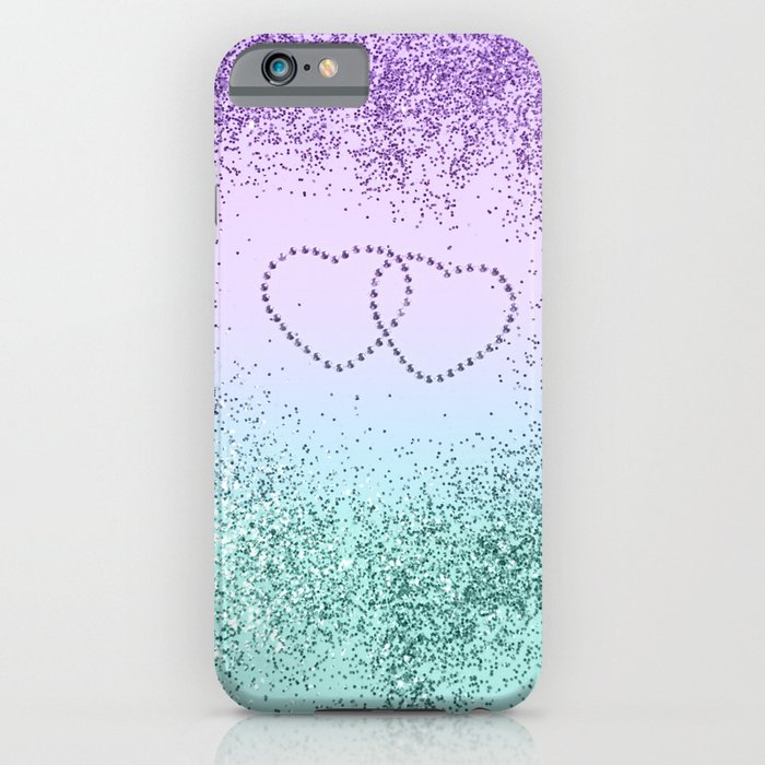 Mermaid Love Sparkling Glitter Hearts #1 (Faux Glitter) #decor #art #society6 iPhone Case