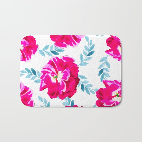 Fluorescent Florals #society6 #decor #buyart Bath Mat