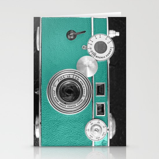 Teal retro vintage phone Stationery Cards