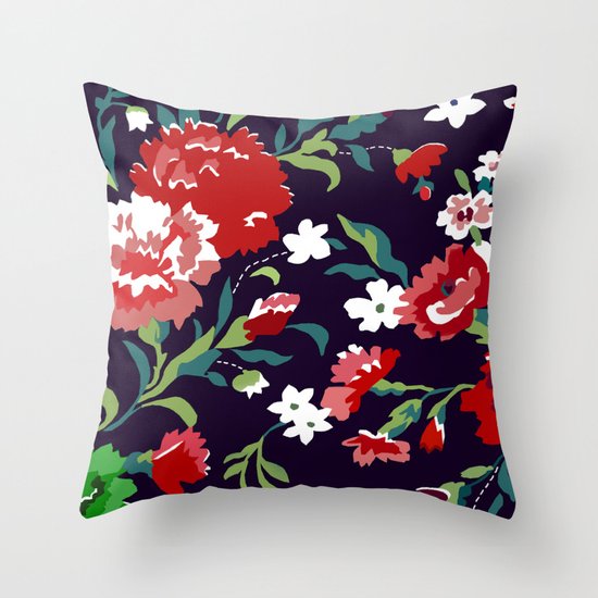 VAMPIRE WEEKEND FLORAL VECTOR Throw Pillow by Danielle Ebro Society6