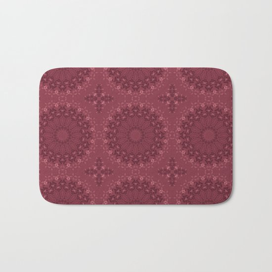 Beautiful round ornament red - brown . Bath Mat