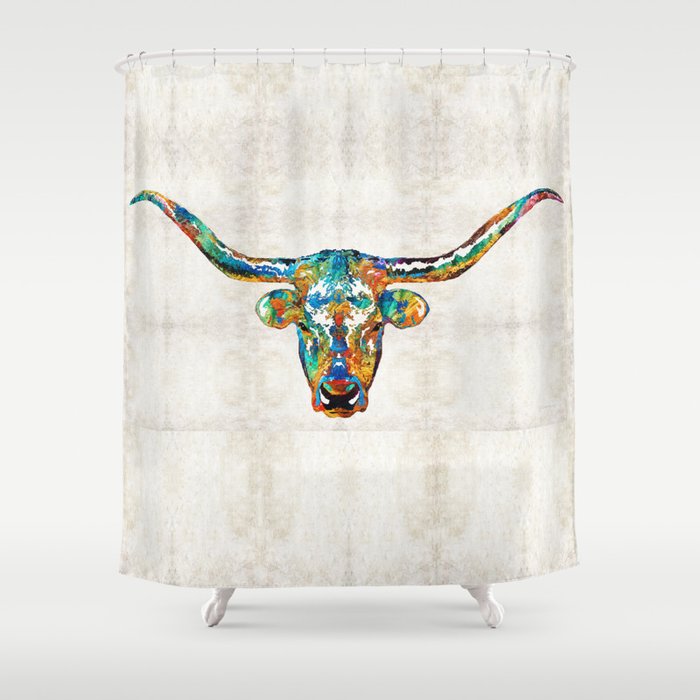 Colorful Longhorn Art By Sharon Cummings Shower Curtain