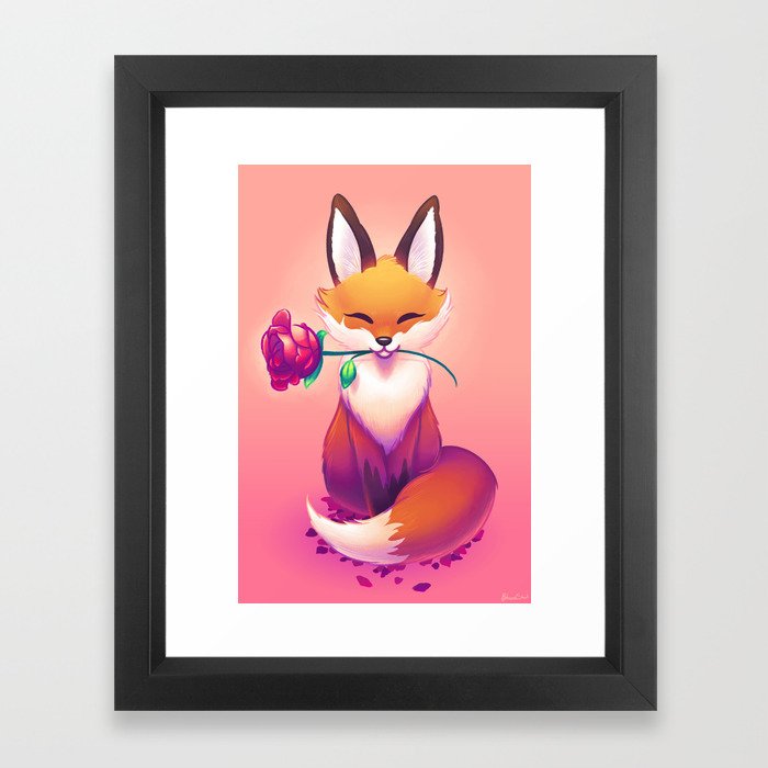 The Fox and the Rose Garden Framed Art Print