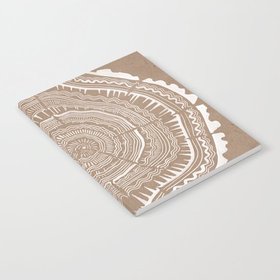 Tree Rings – White Ink on Kraft Notebook