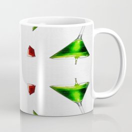 Emerald green appletini cocktails and martini aperitifs alcoholic beverages mixed drinks wine glass motif on the rocks portrait painting Mug