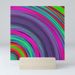 Abstract Colorful Purple Curved Stripes Mini Art Print