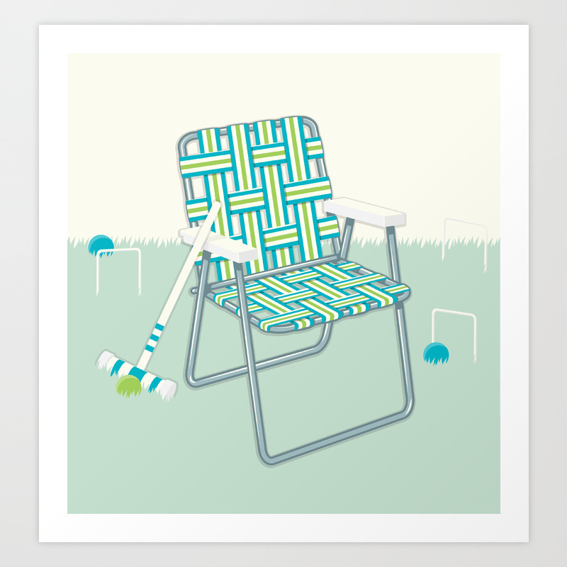 Retro Summer Lawn Chair And Croquet Art Print By Leducland Society6