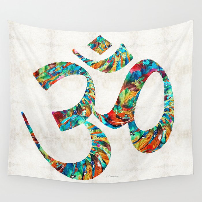Colorful Om Symbol - Sharon Cummings Wall Tapestry