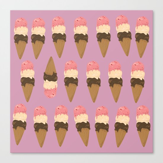 neapolitan ice cream pattern, millennial pink Canvas Print