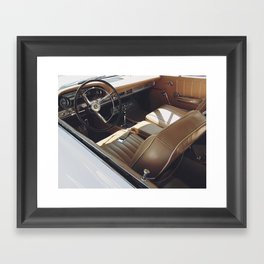Classic white car leather interior Framed Art Print