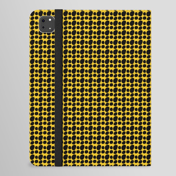 Black Dots and Mustard Yellow Background Abstract Repeat Pattern iPad Folio Case